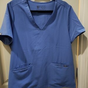 Figs Women's Blue V-Neck Scrub Top
